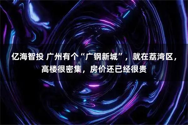 亿海智投 广州有个“广钢新城”，就在荔湾区，高楼很密集，房价还已经很贵